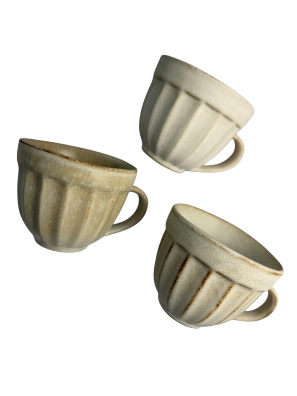 Pottery Barn Mendocino Stoneware three Handmade in Portugal Coffee Tea Mugs
